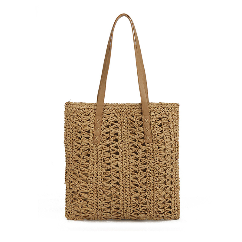 Woven Straw Shoulder Bag Large Capacity Hollow Tote Casual Beach Bag - Image 5