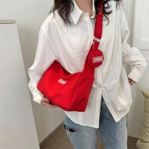 2023 New Crossbody Bag for Students Ins Japanese Style Large Capacity Solid Color Parent Child Bag Shoulder Bag