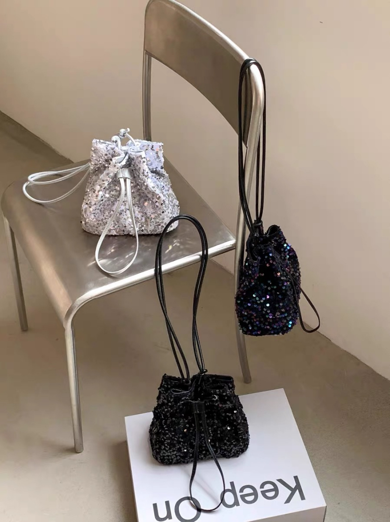 2025 Summer New Women's Gradient Sequin Handbag Shoulder Crossbody Bucket Evening Bag