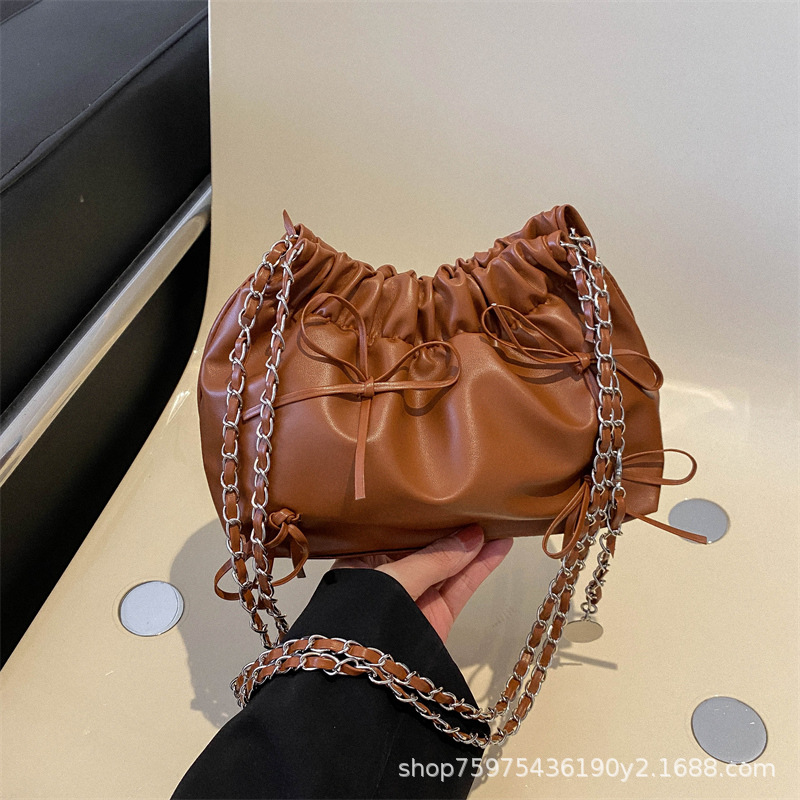 Korean Style Ruched Bucket Handbag for Women 2023 Crossbody Bag - Image 3