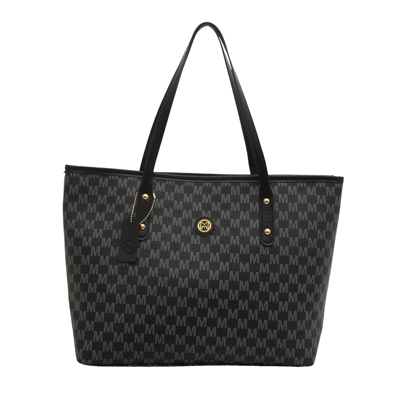 Women's Retro Letter Print Large Capacity Tote Bag 2025 Summer Commute Shoulder Bag - Image 5