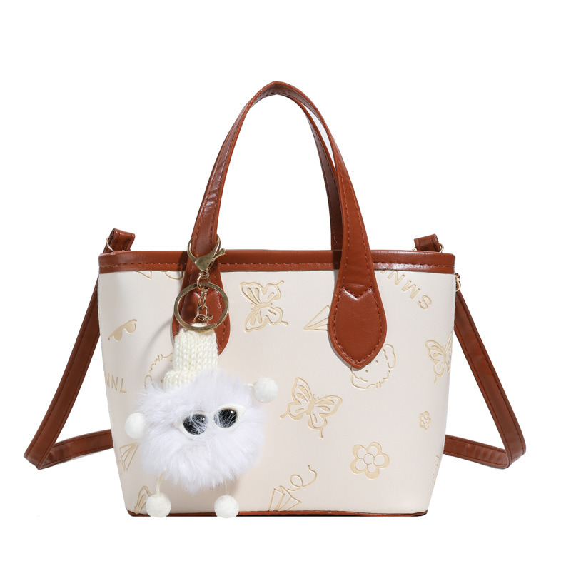 Trendy Large Capacity Women's 2025 New Spring Textured Handbag Shoulder Bag Butterfly Embossed Commuter Bucket Bag - Image 5