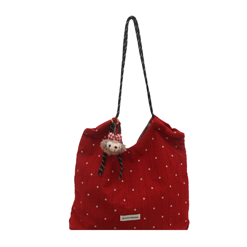 Women's Polka Dot Canvas Tote Bag 2025 Casual Shoulder Handbag - Image 5