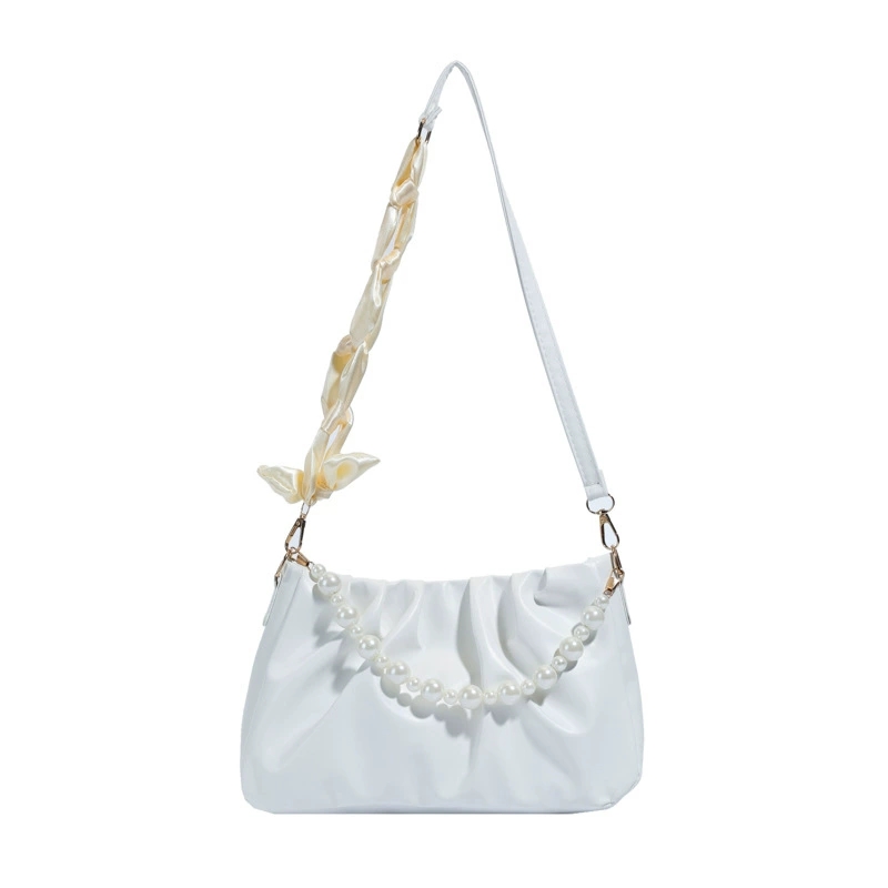 2025 Summer Women's Underarm Crossbody Bag Pleated Cloud Style Solid Color PU - Image 5