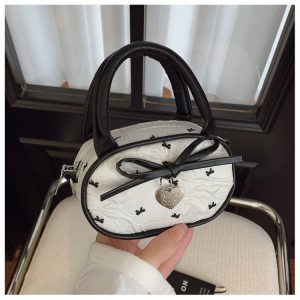 Korean Mini Bow Handbag for Women 2025 Sweet Macaron Crossbody Square Bag