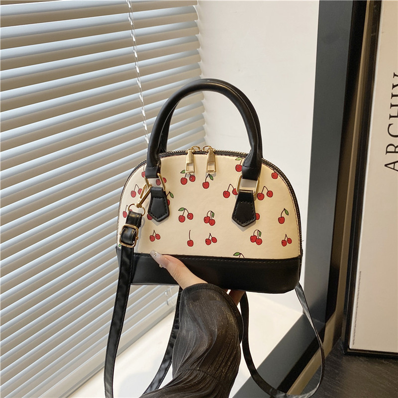 2025 Cherry Print Large Capacity Commuter Shoulder Crossbody Handbag Shell Bag - Image 2