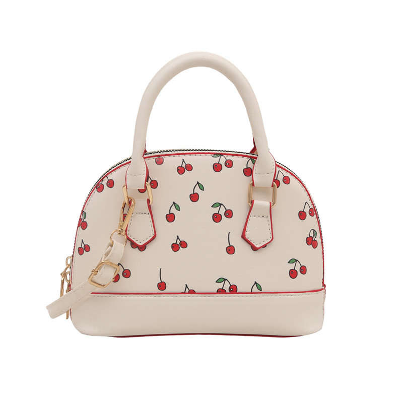 2025 Cherry Print Large Capacity Commuter Shoulder Crossbody Handbag Shell Bag - Image 5