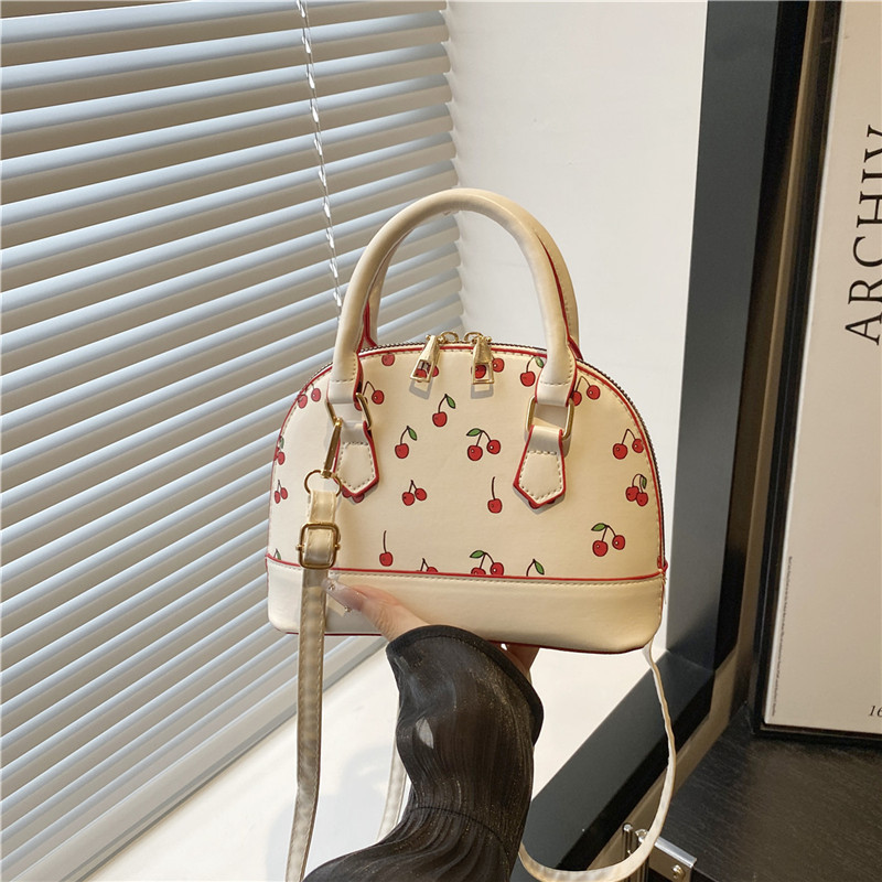 2025 Cherry Print Large Capacity Commuter Shoulder Crossbody Handbag Shell Bag - Image 3