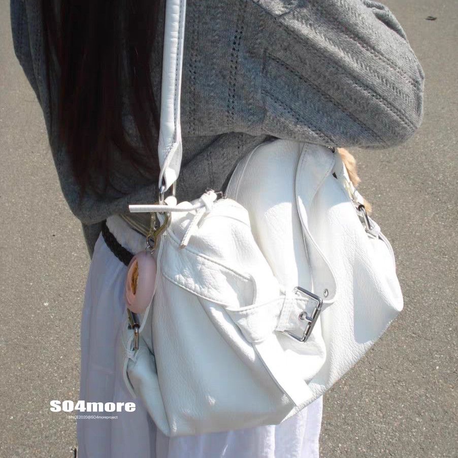 SO4more Korean Moto-Style Washed Soft Large Shoulder Crossbody Bag - Image 4