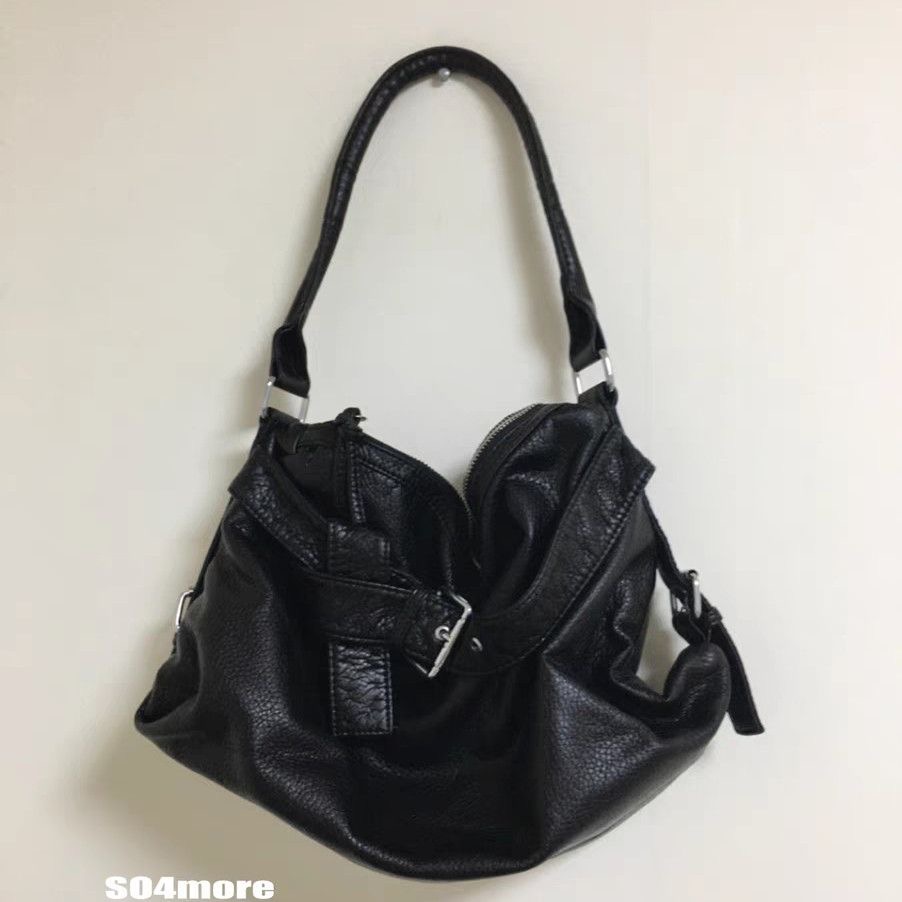 SO4more Korean Moto-Style Washed Soft Large Shoulder Crossbody Bag - Image 3